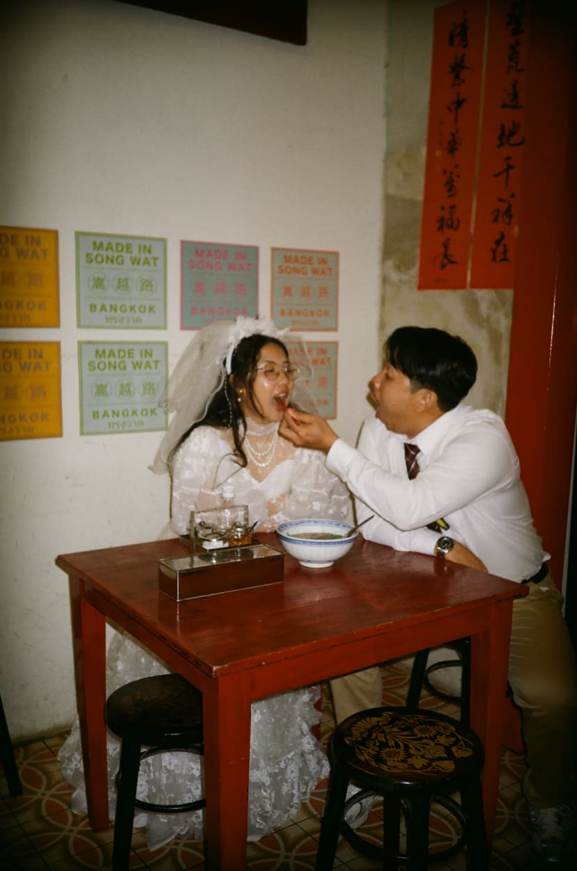 Film at a red formica table in an old Chinese restaurant
